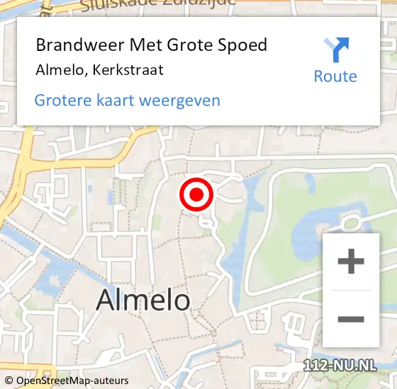 Locatie op kaart van de 112 melding: Brandweer Met Grote Spoed Naar Almelo, Kerkstraat op 23 juli 2024 02:31