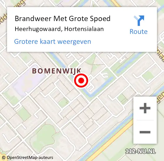 Locatie op kaart van de 112 melding: Brandweer Met Grote Spoed Naar Heerhugowaard, Hortensialaan op 23 juli 2024 02:52