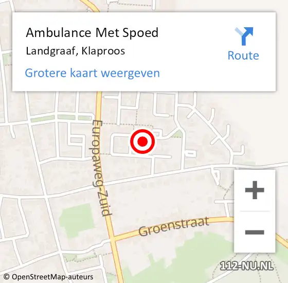 Locatie op kaart van de 112 melding: Ambulance Met Spoed Naar Landgraaf, Klaproos op 14 oktober 2014 02:51