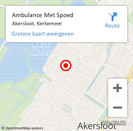 Locatie op kaart van de 112 melding: Ambulance Met Spoed Naar Akersloot, Kerkemeer op 23 juli 2024 03:09