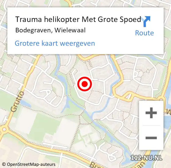 Locatie op kaart van de 112 melding: Trauma helikopter Met Grote Spoed Naar Bodegraven, Wielewaal op 23 juli 2024 05:29