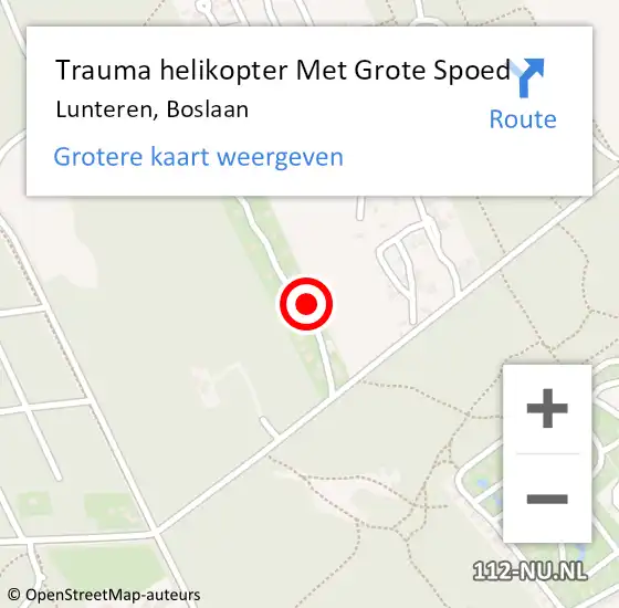 Locatie op kaart van de 112 melding: Trauma helikopter Met Grote Spoed Naar Lunteren, Boslaan op 23 juli 2024 05:55