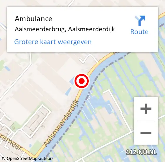 Locatie op kaart van de 112 melding: Ambulance Aalsmeerderbrug, Aalsmeerderdijk op 23 juli 2024 05:55