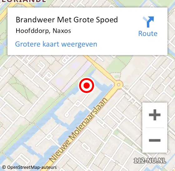 Locatie op kaart van de 112 melding: Brandweer Met Grote Spoed Naar Hoofddorp, Naxos op 23 juli 2024 05:58