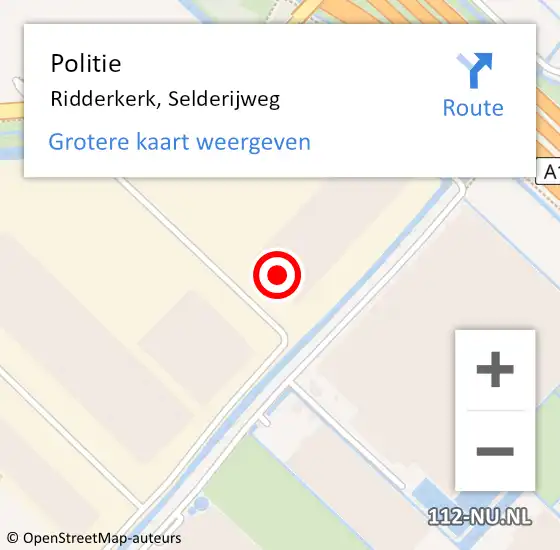 Locatie op kaart van de 112 melding: Politie Ridderkerk, Selderijweg op 23 juli 2024 06:02