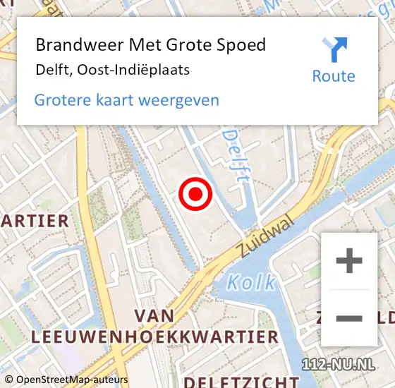 Locatie op kaart van de 112 melding: Brandweer Met Grote Spoed Naar Delft, Oost-Indiëplaats op 23 juli 2024 06:07