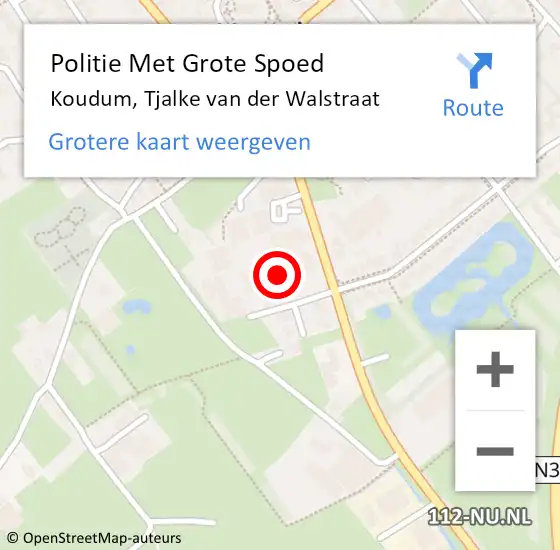 Locatie op kaart van de 112 melding: Politie Met Grote Spoed Naar Koudum, Tjalke van der Walstraat op 23 juli 2024 06:52