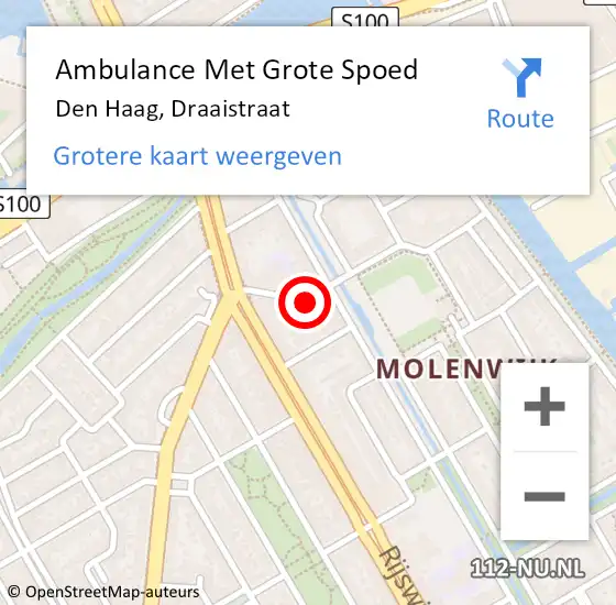 Locatie op kaart van de 112 melding: Ambulance Met Grote Spoed Naar Den Haag, Draaistraat op 23 juli 2024 07:14