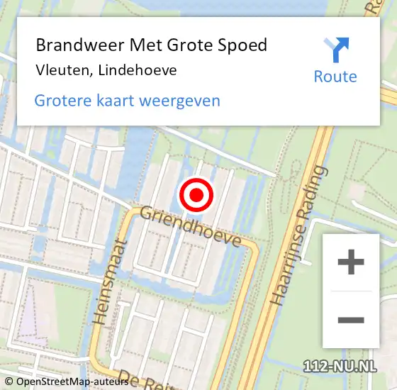 Locatie op kaart van de 112 melding: Brandweer Met Grote Spoed Naar Vleuten, Lindehoeve op 23 juli 2024 08:04