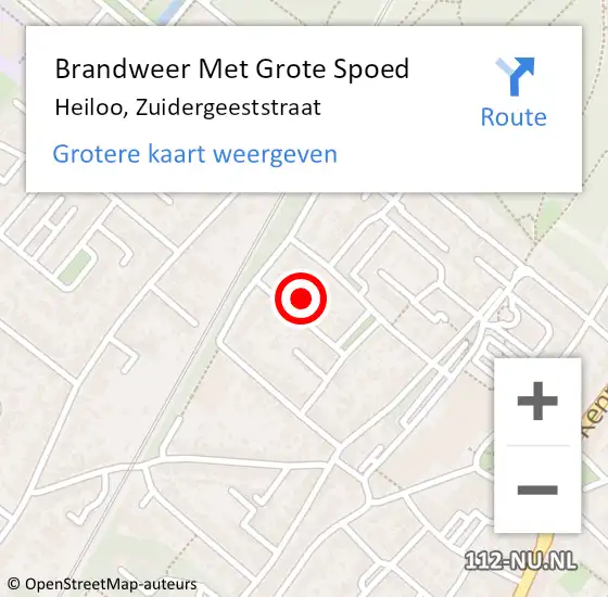 Locatie op kaart van de 112 melding: Brandweer Met Grote Spoed Naar Heiloo, Zuidergeeststraat op 23 juli 2024 08:25