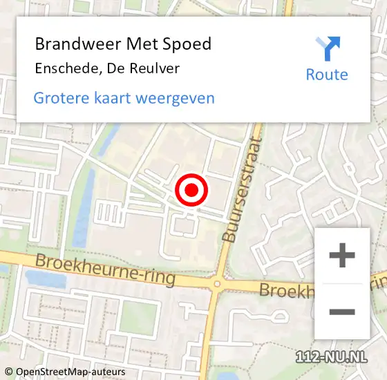 Locatie op kaart van de 112 melding: Brandweer Met Spoed Naar Enschede, De Reulver op 23 juli 2024 08:42