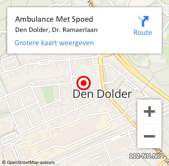 Locatie op kaart van de 112 melding: Ambulance Met Spoed Naar Den Dolder, Dr. Ramaerlaan op 14 oktober 2014 04:04