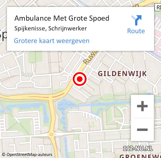 Locatie op kaart van de 112 melding: Ambulance Met Grote Spoed Naar Spijkenisse, Schrijnwerker op 23 juli 2024 09:13