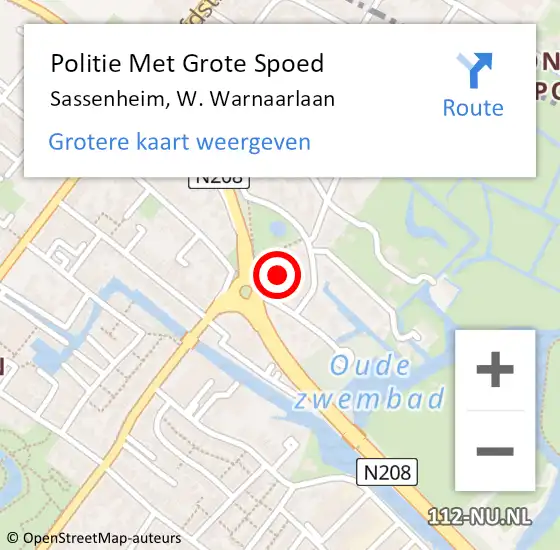 Locatie op kaart van de 112 melding: Politie Met Grote Spoed Naar Sassenheim, W. Warnaarlaan op 23 juli 2024 09:14