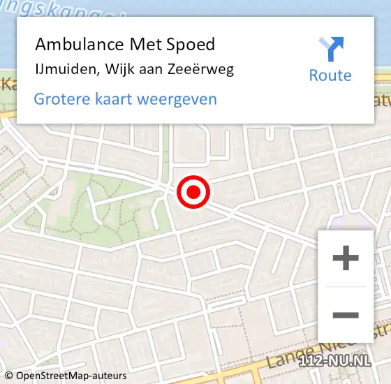 Locatie op kaart van de 112 melding: Ambulance Met Spoed Naar IJmuiden, Wijk aan Zeeërweg op 23 juli 2024 09:20