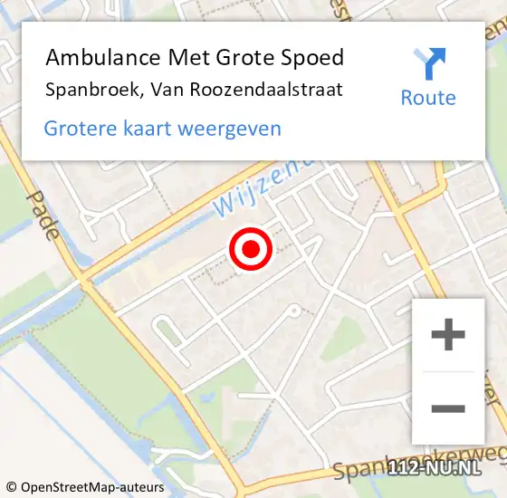 Locatie op kaart van de 112 melding: Ambulance Met Grote Spoed Naar Spanbroek, Van Roozendaalstraat op 23 juli 2024 09:23