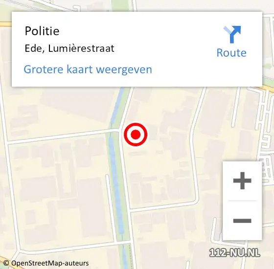 Locatie op kaart van de 112 melding: Politie Ede, Lumièrestraat op 23 juli 2024 09:51