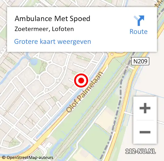 Locatie op kaart van de 112 melding: Ambulance Met Spoed Naar Zoetermeer, Lofoten op 23 juli 2024 10:11