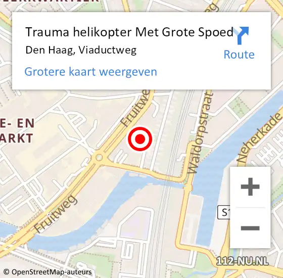 Locatie op kaart van de 112 melding: Trauma helikopter Met Grote Spoed Naar Den Haag, Viaductweg op 23 juli 2024 10:18