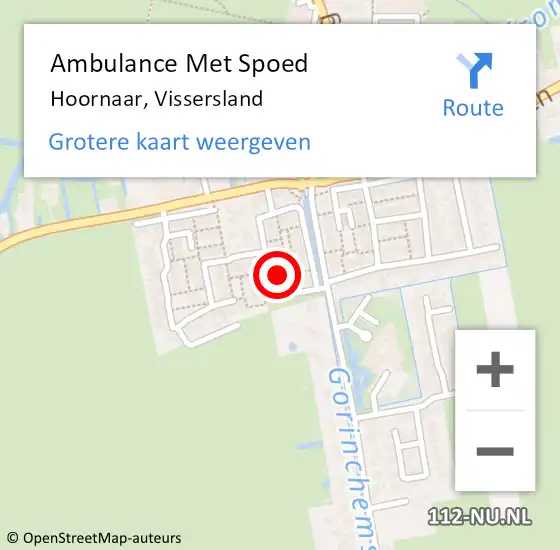 Locatie op kaart van de 112 melding: Ambulance Met Spoed Naar Hoornaar, Vissersland op 23 juli 2024 10:22