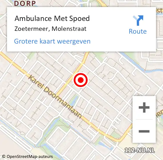 Locatie op kaart van de 112 melding: Ambulance Met Spoed Naar Zoetermeer, Molenstraat op 23 juli 2024 10:34