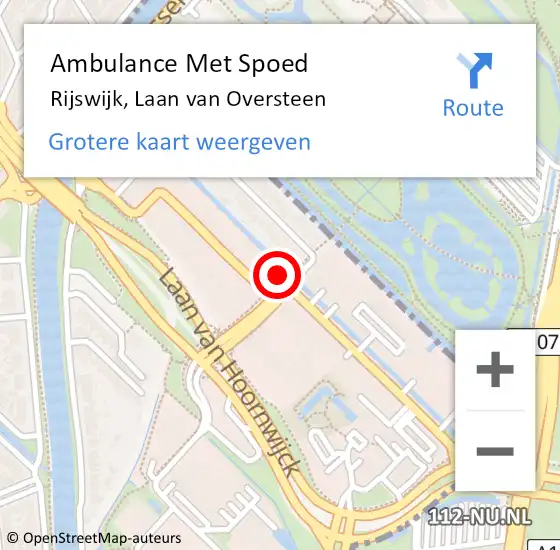 Locatie op kaart van de 112 melding: Ambulance Met Spoed Naar Rijswijk, Laan van Oversteen op 23 juli 2024 10:45