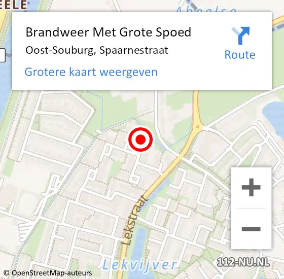 Locatie op kaart van de 112 melding: Brandweer Met Grote Spoed Naar Oost-Souburg, Spaarnestraat op 23 juli 2024 11:01