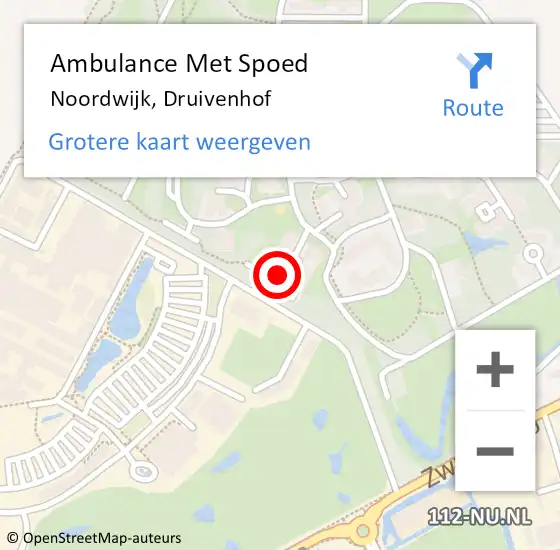 Locatie op kaart van de 112 melding: Ambulance Met Spoed Naar Noordwijk, Druivenhof op 23 juli 2024 11:09