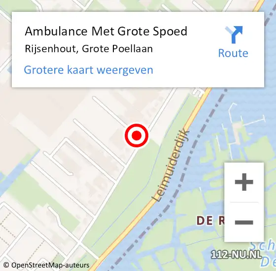 Locatie op kaart van de 112 melding: Ambulance Met Grote Spoed Naar Rijsenhout, Grote Poellaan op 23 juli 2024 11:22