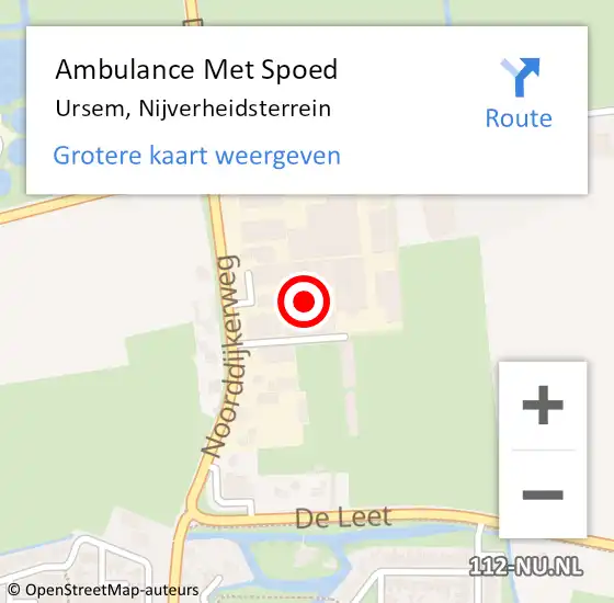 Locatie op kaart van de 112 melding: Ambulance Met Spoed Naar Ursem, Nijverheidsterrein op 23 juli 2024 11:35