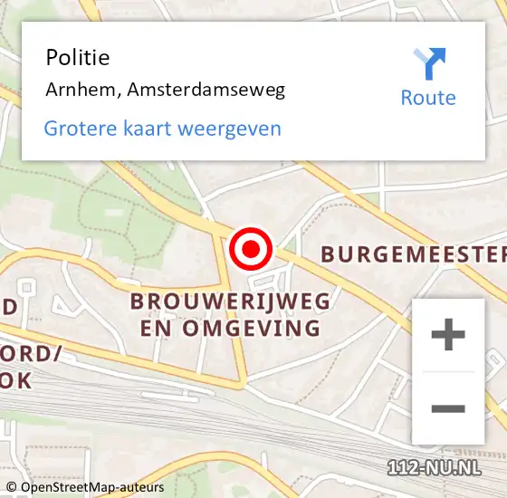 Locatie op kaart van de 112 melding: Politie Arnhem, Amsterdamseweg op 23 juli 2024 11:36