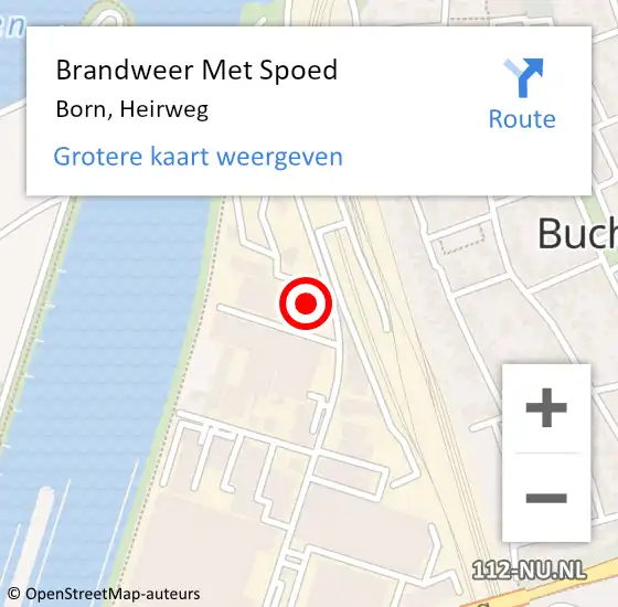 Locatie op kaart van de 112 melding: Brandweer Met Spoed Naar Born, Heirweg op 23 juli 2024 11:37