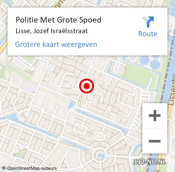 Locatie op kaart van de 112 melding: Politie Met Grote Spoed Naar Lisse, Jozef Israëlsstraat op 23 juli 2024 11:46