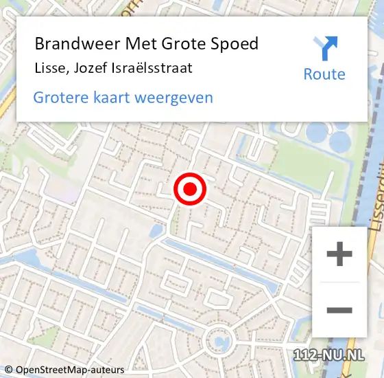 Locatie op kaart van de 112 melding: Brandweer Met Grote Spoed Naar Lisse, Jozef Israëlsstraat op 23 juli 2024 11:47