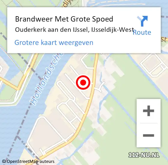 Locatie op kaart van de 112 melding: Brandweer Met Grote Spoed Naar Ouderkerk aan den IJssel, IJsseldijk-West op 23 juli 2024 11:48