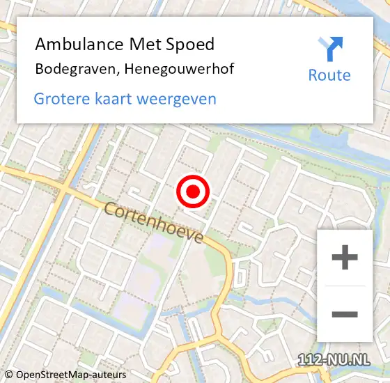 Locatie op kaart van de 112 melding: Ambulance Met Spoed Naar Bodegraven, Henegouwerhof op 23 juli 2024 12:14