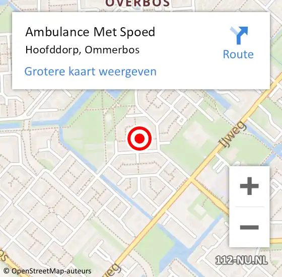 Locatie op kaart van de 112 melding: Ambulance Met Spoed Naar Hoofddorp, Ommerbos op 23 juli 2024 12:33