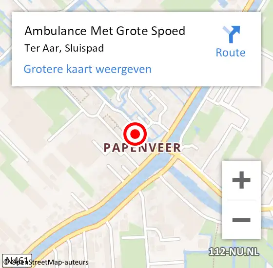 Locatie op kaart van de 112 melding: Ambulance Met Grote Spoed Naar Ter Aar, Sluispad op 14 oktober 2014 05:40