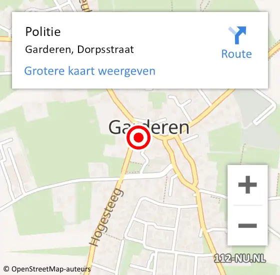 Locatie op kaart van de 112 melding: Politie Garderen, Dorpsstraat op 23 juli 2024 12:34