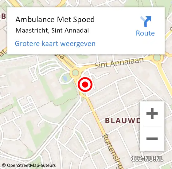 Locatie op kaart van de 112 melding: Ambulance Met Spoed Naar Maastricht, Sint Annadal op 23 juli 2024 12:36