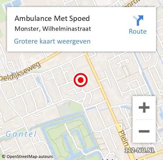 Locatie op kaart van de 112 melding: Ambulance Met Spoed Naar Monster, Wilhelminastraat op 23 juli 2024 12:50