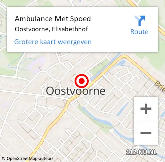 Locatie op kaart van de 112 melding: Ambulance Met Spoed Naar Oostvoorne, Elisabethhof op 23 juli 2024 12:58