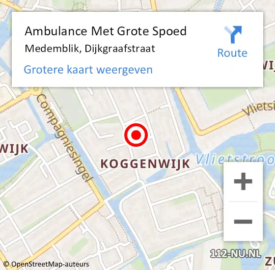 Locatie op kaart van de 112 melding: Ambulance Met Grote Spoed Naar Medemblik, Dijkgraafstraat op 23 juli 2024 13:04