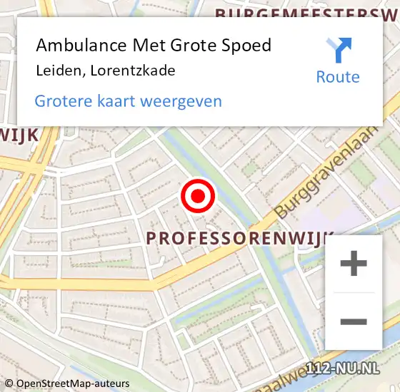 Locatie op kaart van de 112 melding: Ambulance Met Grote Spoed Naar Leiden, Lorentzkade op 23 juli 2024 13:05