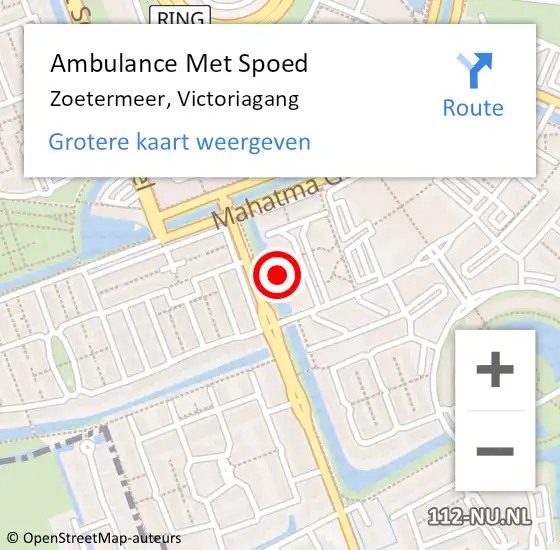 Locatie op kaart van de 112 melding: Ambulance Met Spoed Naar Zoetermeer, Victoriagang op 23 juli 2024 13:20