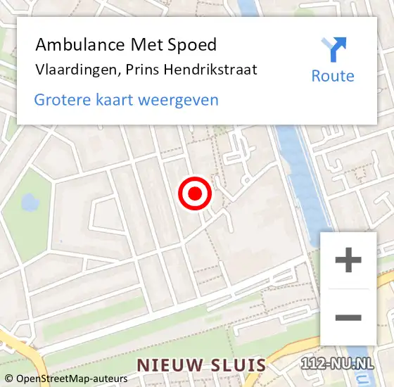 Locatie op kaart van de 112 melding: Ambulance Met Spoed Naar Vlaardingen, Prins Hendrikstraat op 23 juli 2024 13:22