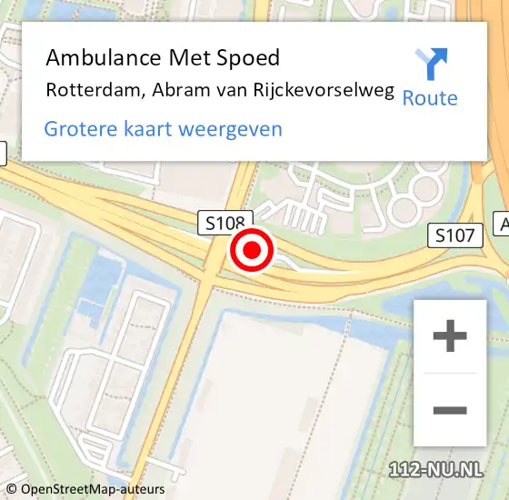 Locatie op kaart van de 112 melding: Ambulance Met Spoed Naar Rotterdam, Abram van Rijckevorselweg op 23 juli 2024 13:31