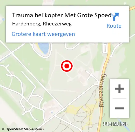 Locatie op kaart van de 112 melding: Trauma helikopter Met Grote Spoed Naar Hardenberg, Rheezerweg op 23 juli 2024 13:31
