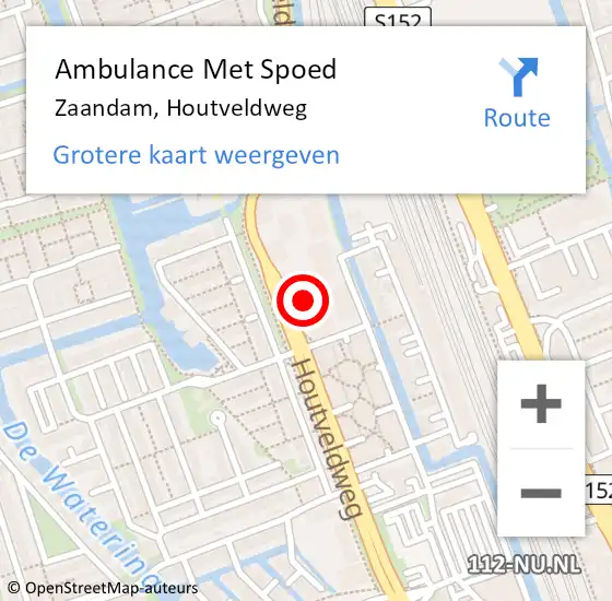 Locatie op kaart van de 112 melding: Ambulance Met Spoed Naar Zaandam, Houtveldweg op 23 juli 2024 13:37