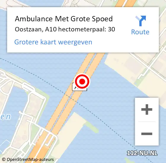 Locatie op kaart van de 112 melding: Ambulance Met Grote Spoed Naar Oostzaan, A10 hectometerpaal: 30 op 23 juli 2024 14:08